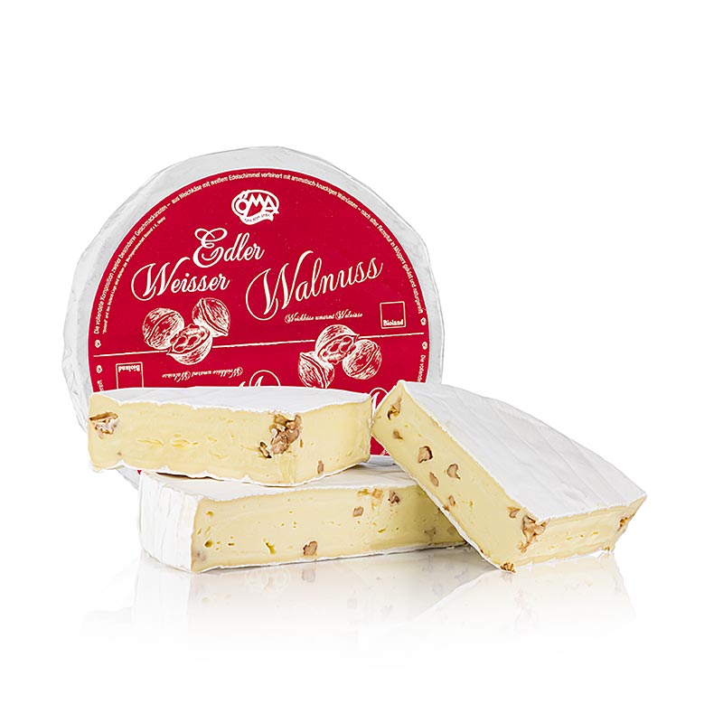 Brie z orzechami wloskimi, miekki ser z orzechami wloskimi, caly bochenek, ORGANICZNY - ok. 1000 g - Papier