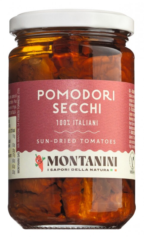 Pomodori secchi sott`olio, Tomaten getrocknet in Öl, Montanini - 280 g - Glas