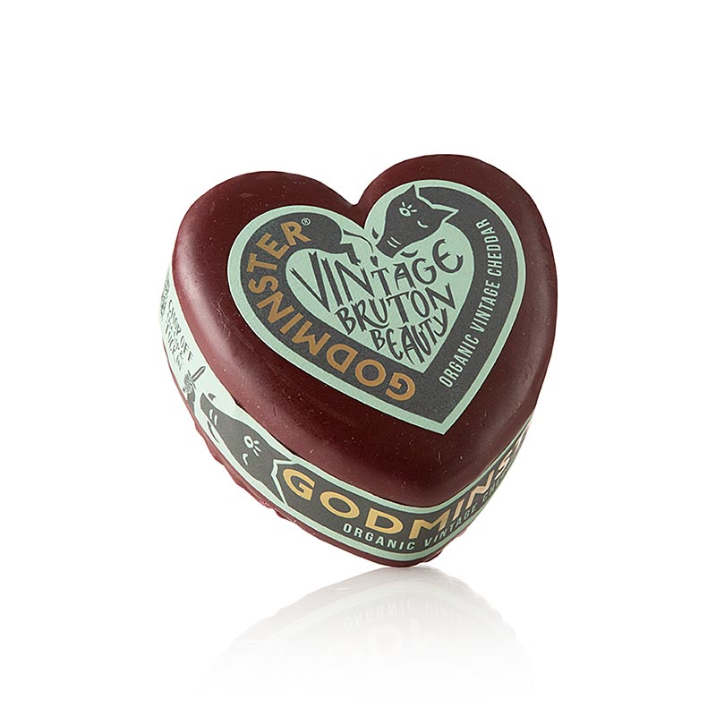 Cheddar Vintage Mini Heart, hard cheese in wax, Godminster, ORGANIC - 200 g - Paper