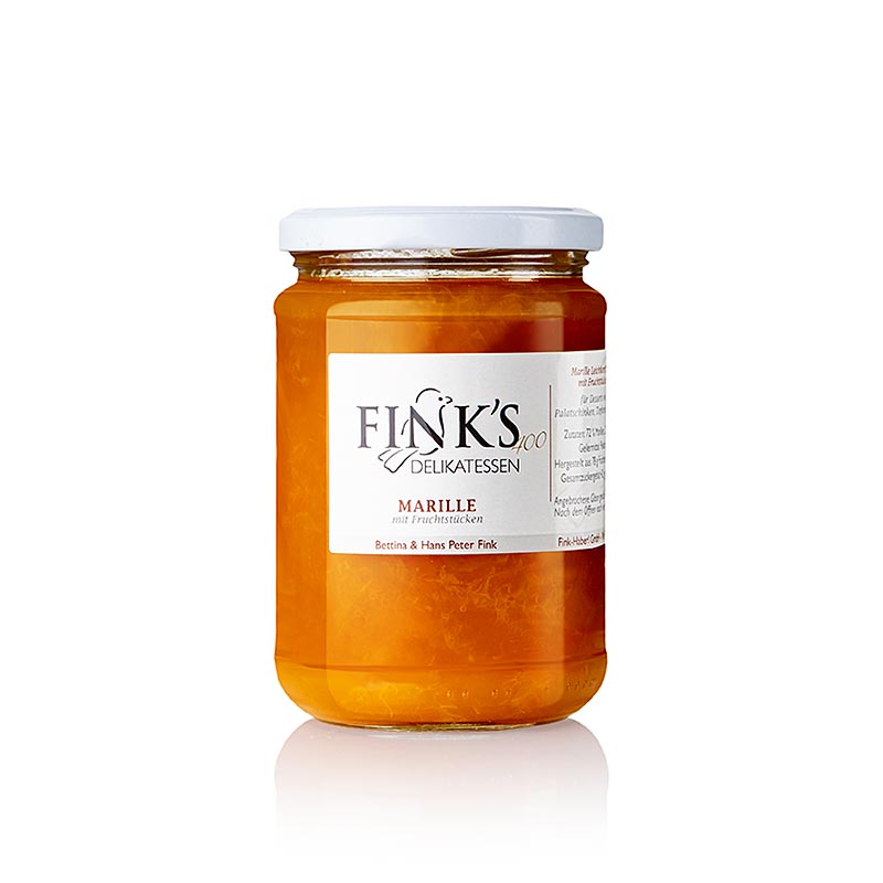 Abrikozenjam, met stukjes fruit, Fink`s Delikatessen - 400 gram - Glas