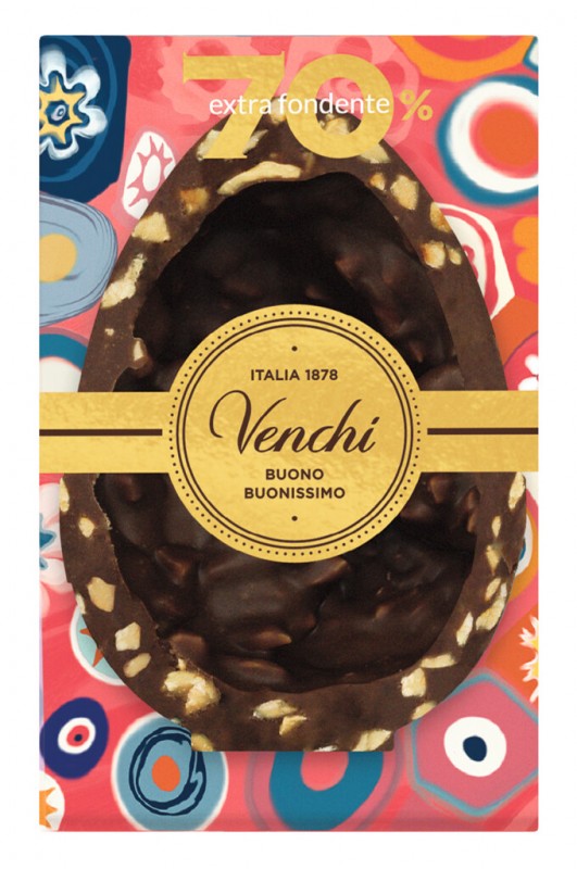 Oeuf mignon au chocolat noir et noisettes, oeuf au chocolat noir et noisettes, Venchi - 70 g - Morceau