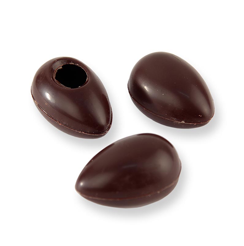 Ovo de praline, corpo oco, chocolate amargo, pequeno, 40x26mm, Laderach (Pascoa) - 343 pecas - Cartao