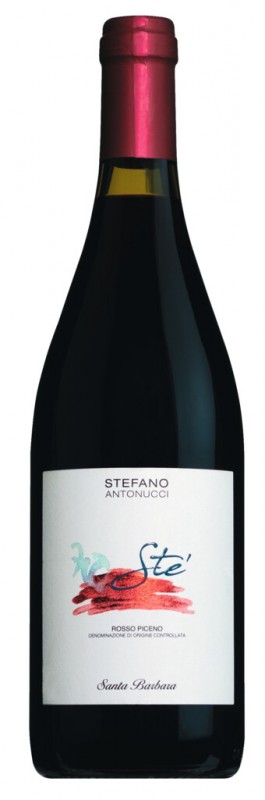 Rosso Piceno delle Marche DOC Ste Rosso, roedvin, stal, Santa Barbara - 0,75 l - flaske