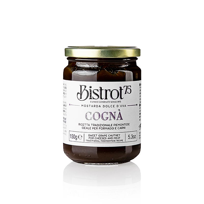 TARTUFLANGHE - Bistro 75 - Cogna - Slodki chutney z moszczu winogronowego - 150 gramow - Szklo