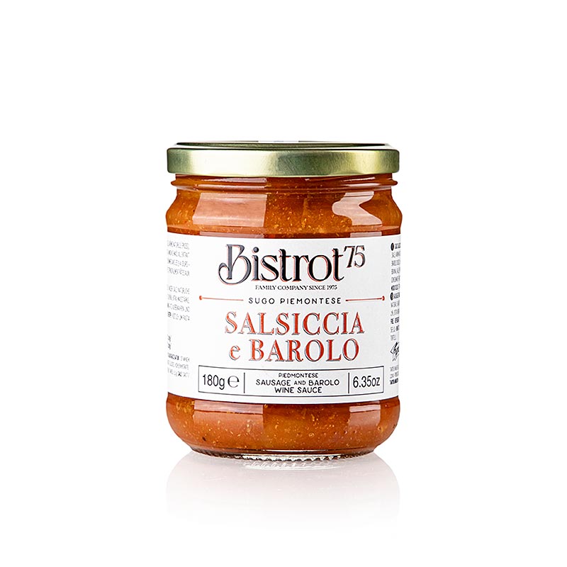 TARTUFLANGHE - Bistro 75 - Sugo Salsiccia e Barolo - Sauce with sausage and wine - 180 g - Glass