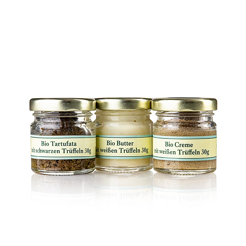 Ppura Trüffel-Kollektion (Salsa Tartufata / Creme / Butter), Tartufi di Fassia, BIO - 90 g, 3 x 30g - Karton