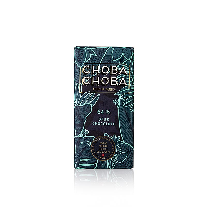 Cioccolato fondente 64%, tavoletta di cioccolato amaro, Choba Choba, BIOLOGICO - 91 grammi - Carta