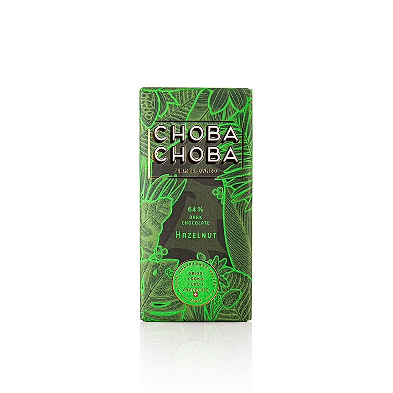 Dark Chocolate 64% Hazelnut, Bitter Schokoladen Tafel, Choba Choba, BIO - 91 g - Papier