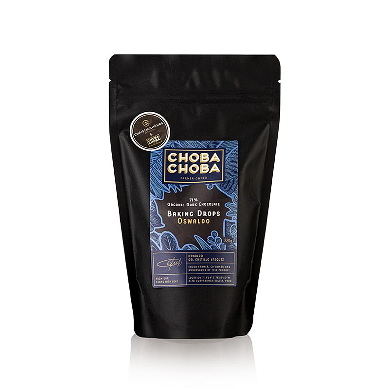 Oswaldo, 71% Bitter Couverture, Baking Drops, Choba Choba, BIO - 220 g - Beutel