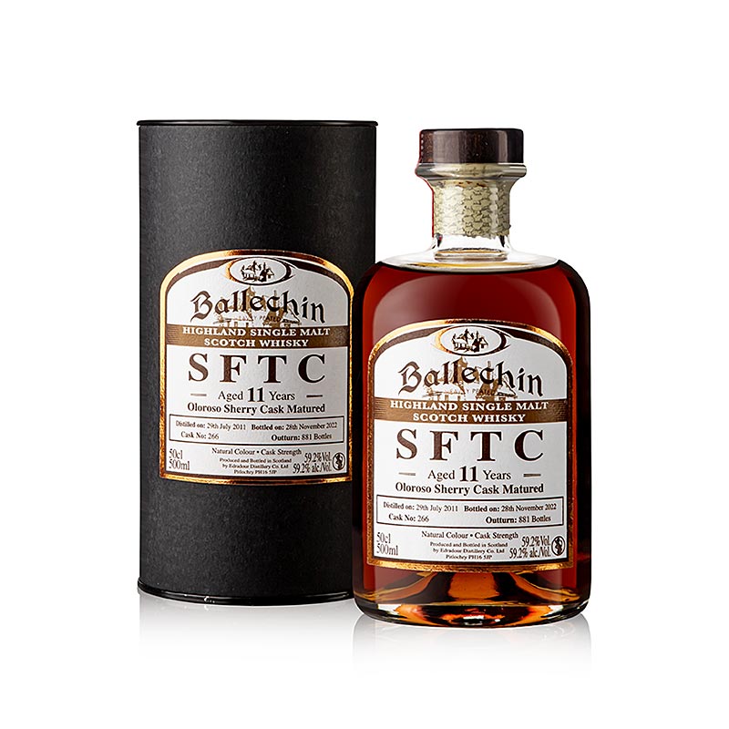 Single Malt Whisky Ballechin SFTC Oloroso Cask, 11 J., 59,2 % vol., Highland - 500 ml - Flasche