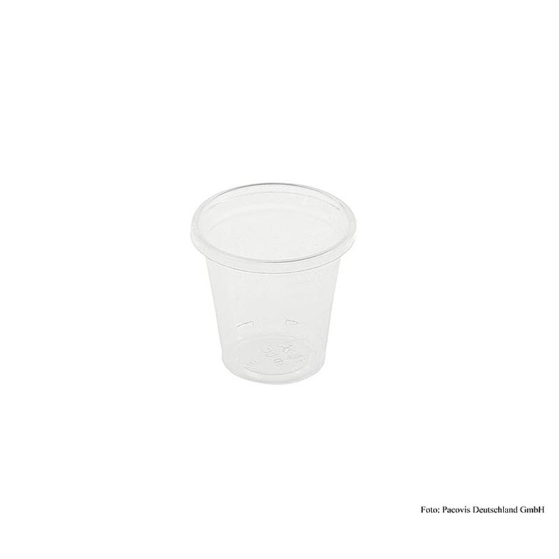 Einweg Naturesse Schnapsglas PLA, klar, 30ml, ø 4,6cm - 3.000 Stück - Karton