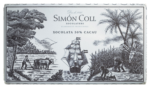 Chocolat extrafino, 50% cacao, chocolat noir avec 50% cacao, Simon Coll - 200g - Tableau noir