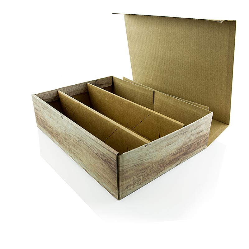 Coffret cadeau vin, bois, pour 3 bouteilles à 0,75 l - 1 pc - en vrac