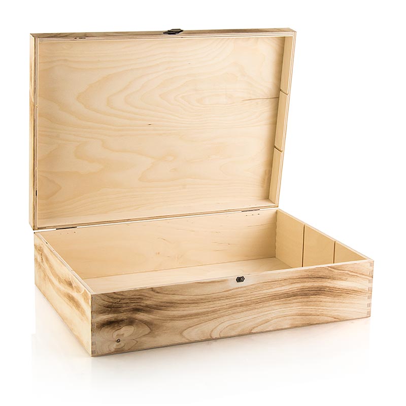 Coffret cadeau vin, caisse en bois, flamme, coffret cadeau pour 3 vins, 370 x 258 x 98 mm - 1 pc - en vrac