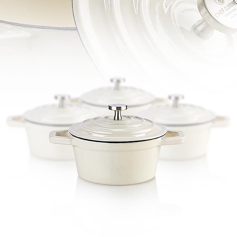 Mini Cocotte, beige, ghisa / smalto, Chef Cuisine - 4 pz. - Cartone