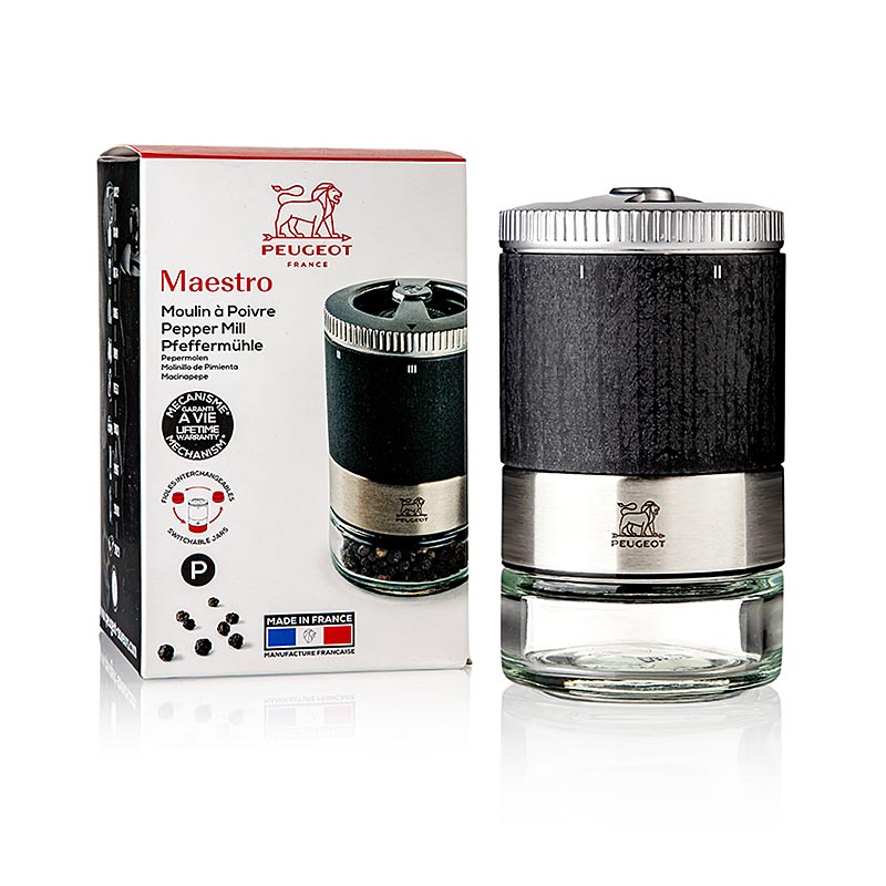 Pepper mill MAESTRO U`SELECT, 11cm, adjustable grinding level, Peugeot - 1 piece - box