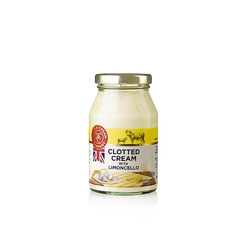 English Clotted Cream (feste Creme) Limoncello, 47% Fett, Devon - 170 g - Glas