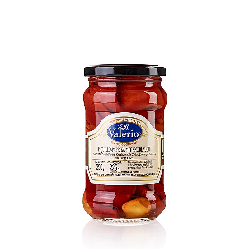 Pimientos del piquillo, geschälte Paprika mit Knoblauch - 290 g - Glas