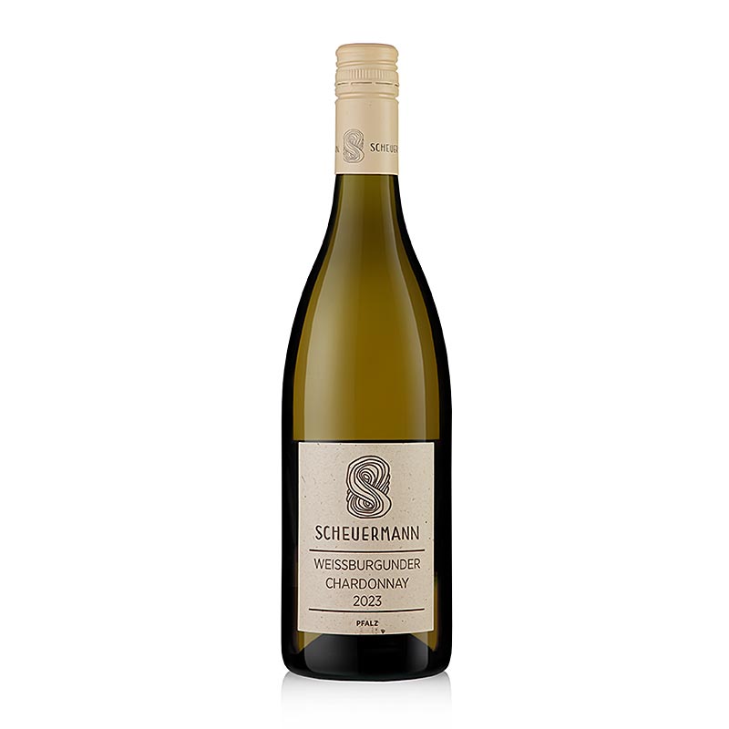 2023er Weißburgunder & Chardonnay, trocken, 12 % vol., Scheuermann, BIO - 750 ml - Flasche