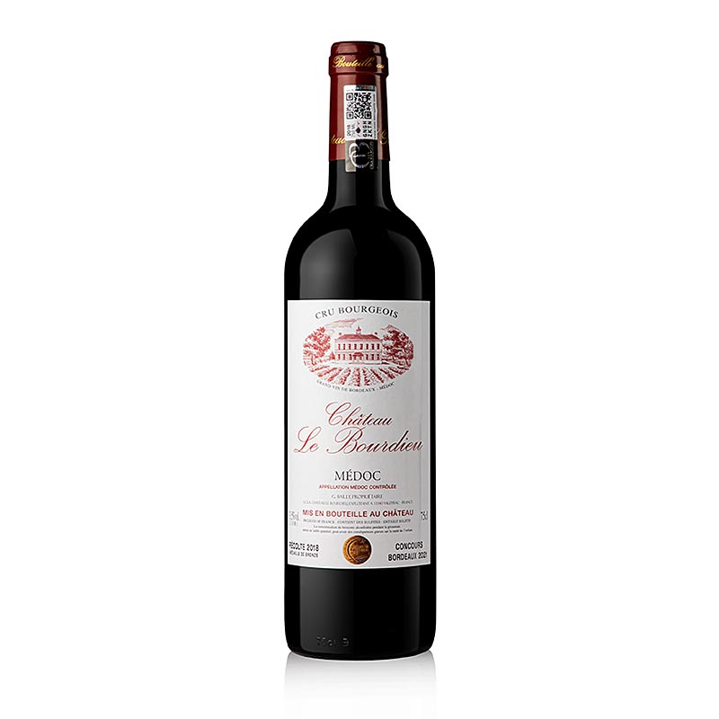 2019 punaviini AOC Medoc, kuiva, 13,5 tilavuusprosenttia, Chateau Le Bourdieu - 750 ml - Pullo