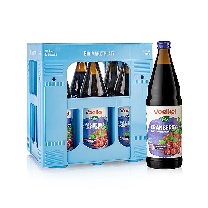 Sok od brusnice, 100% direktni sok, Voelkel, organski - 6 x 0,75 l - Depozitni sanducic Sok od brusnice, 100% direktni sok, Voelkel, organski - 6 x 0,75 l - Depozitni sanducic