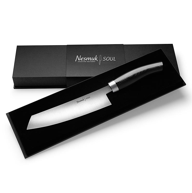 Couteau de chef Nesmuk Soul 3.0, 180 mm, virole inox, manche Micarta noir - 1 piece - boite