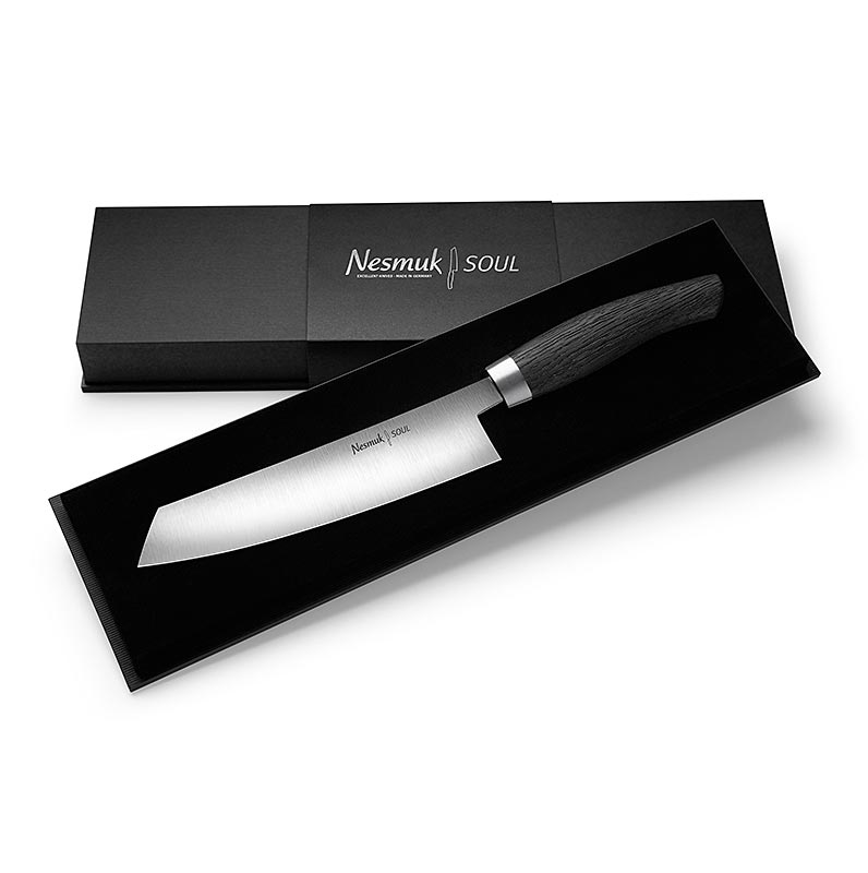 Couteau de chef Nesmuk Soul 3.0, 180 mm, virole inox, manche chene des tourbieres - 1 piece - boite