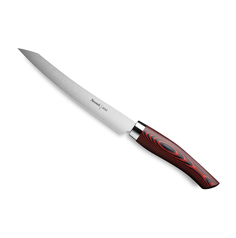 Trancheuse Nesmuk Soul 3.0, 160 mm, virole en acier inoxydable, manche en Micarta rouge - 1 piece - boite