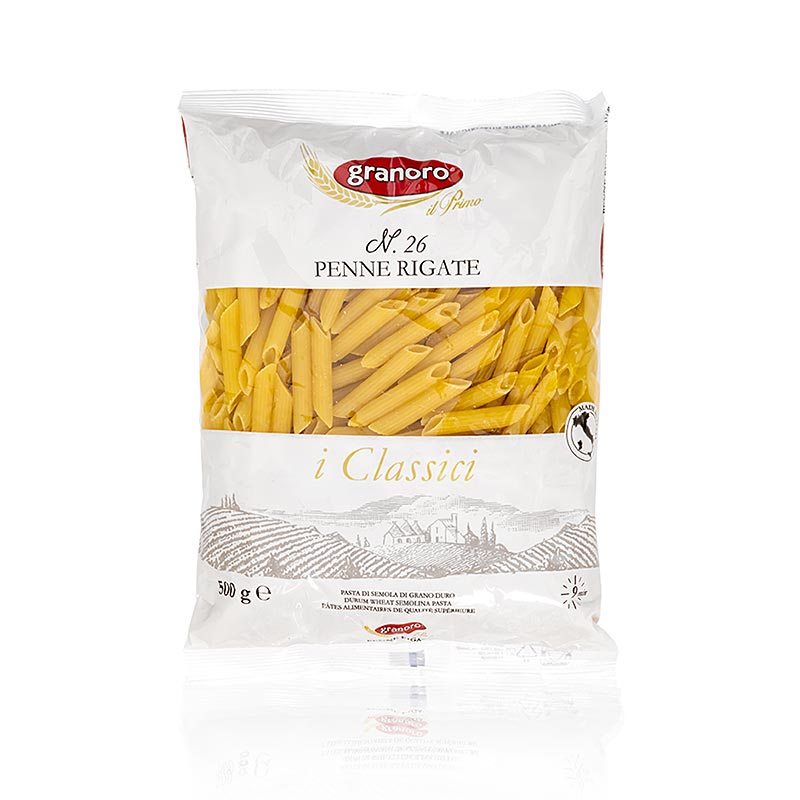Granoro Penne Rigate, ribbet, 7 (5) mm, nr.26 - 500 g - Bag Granoro Penne Rigate, ribbet, 7 (5) mm, nr.26 - 500 g - Bag
