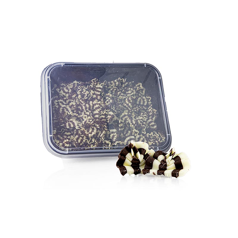 Decoracio Mini Forest, ventall de xocolata, xocolata blanca/negra, 33 x 26 mm - 1 kg, aproximadament 500 peces - Cartro Decoracio Mini Forest, ventall de xocolata, xocolata blanca/negra, 33 x 26 mm - 1 kg, aproximadament 500 peces - Cartro