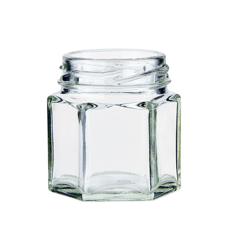 Glass, hexagonal, 47 ml, o 43mm mouth, without lid - 1 pc - loose