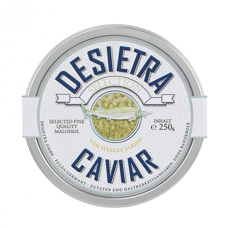 Caviar Desietra Selection de sterlet albinos, Aquaculture Allemagne - 50 grammes - peut