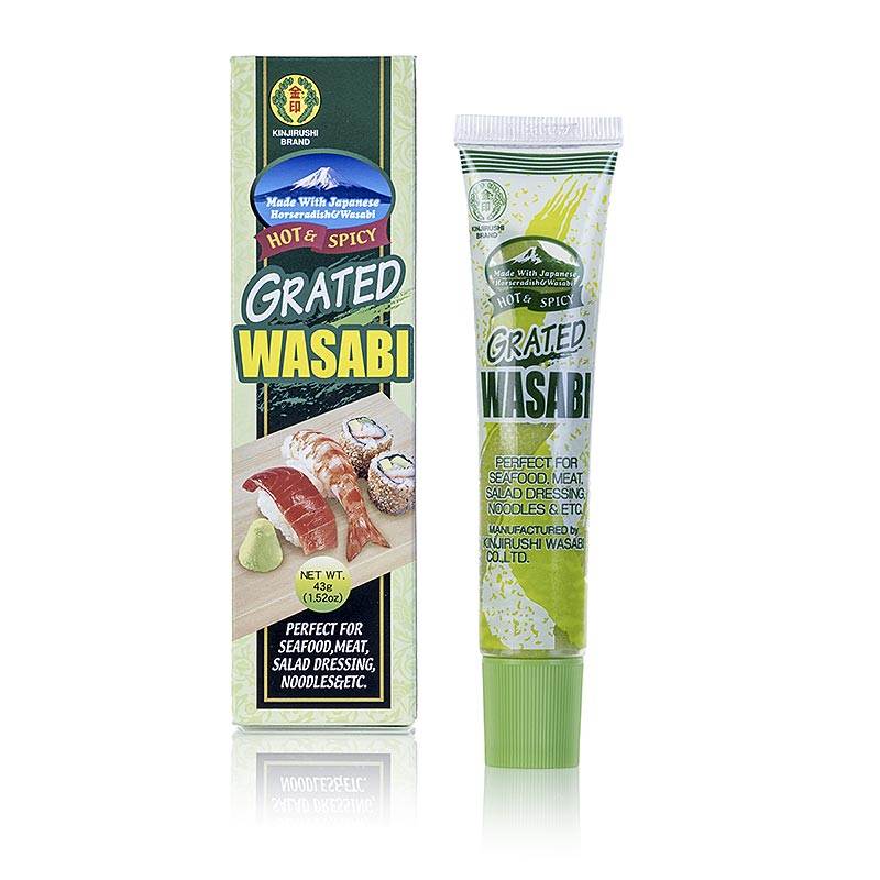 Wasabi - Pate de raifort verte, a grains fins, avec 1,6% de wasabi, normalement piquante - 43g - tube