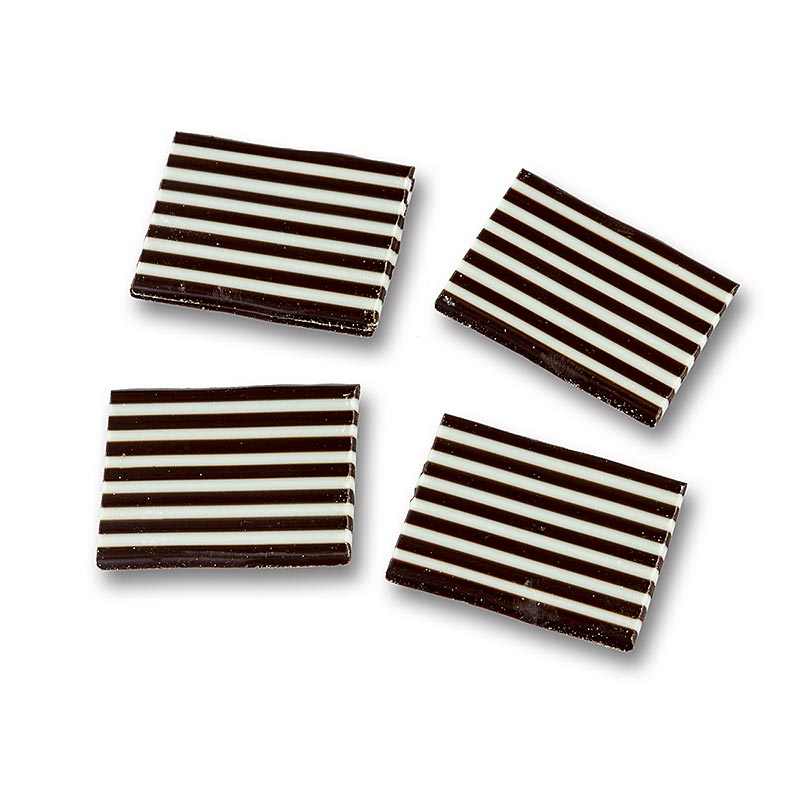 Decoration Domino rectangle blanc / chocolat noir raye, 32 x 49 mm - 1,2 kg, environ 380 pieces - Papier carton