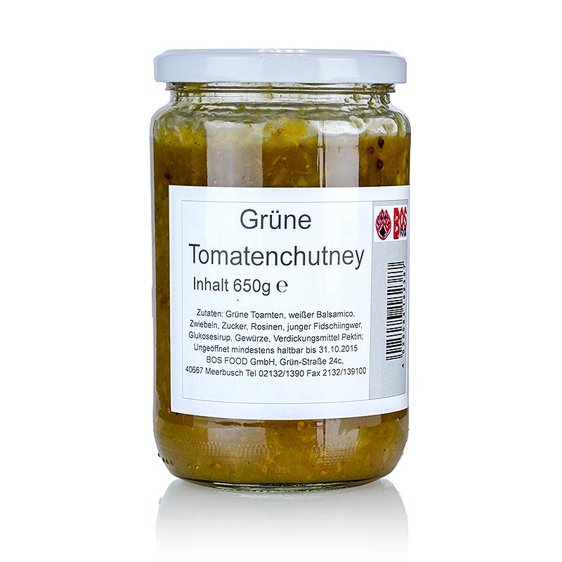 Grøn tomatkutney, med hvid balsamico - 650 g - glas