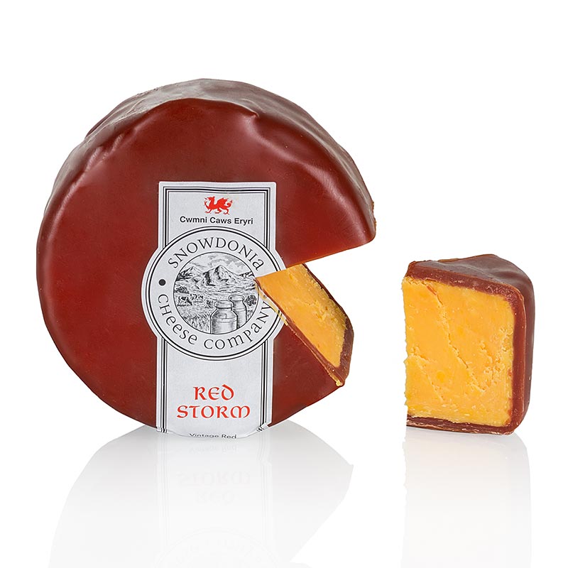 Snowdonia - Red Storm, fromage Leicester vieilli, cire rouge fonce - 200 g - Papier