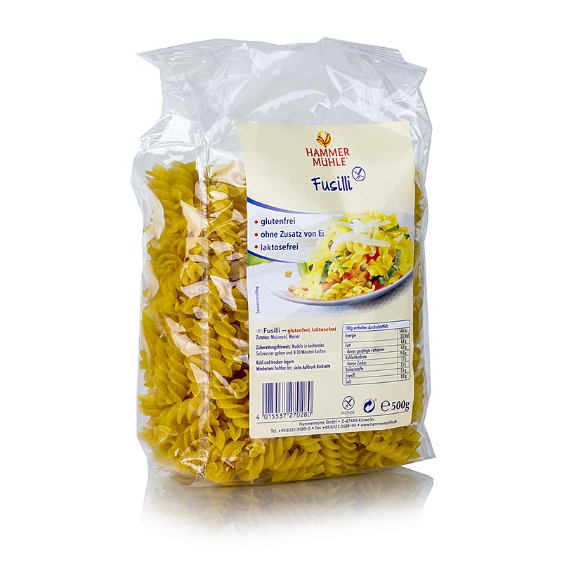 Hammermuhle - Fusilli a base de mais, sans lactose et sans gluten - 500g - sac