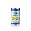 Green olives, pitted, with lemon paste, in brine, El Faro - 350g - can Green olives, pitted, with lemon paste, in brine, El Faro - 350g - can